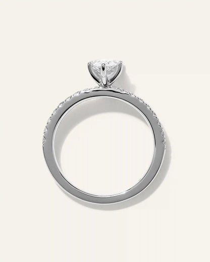 Lab Grown Diamond Pear Petite Pave Engagement Ring - 1ct