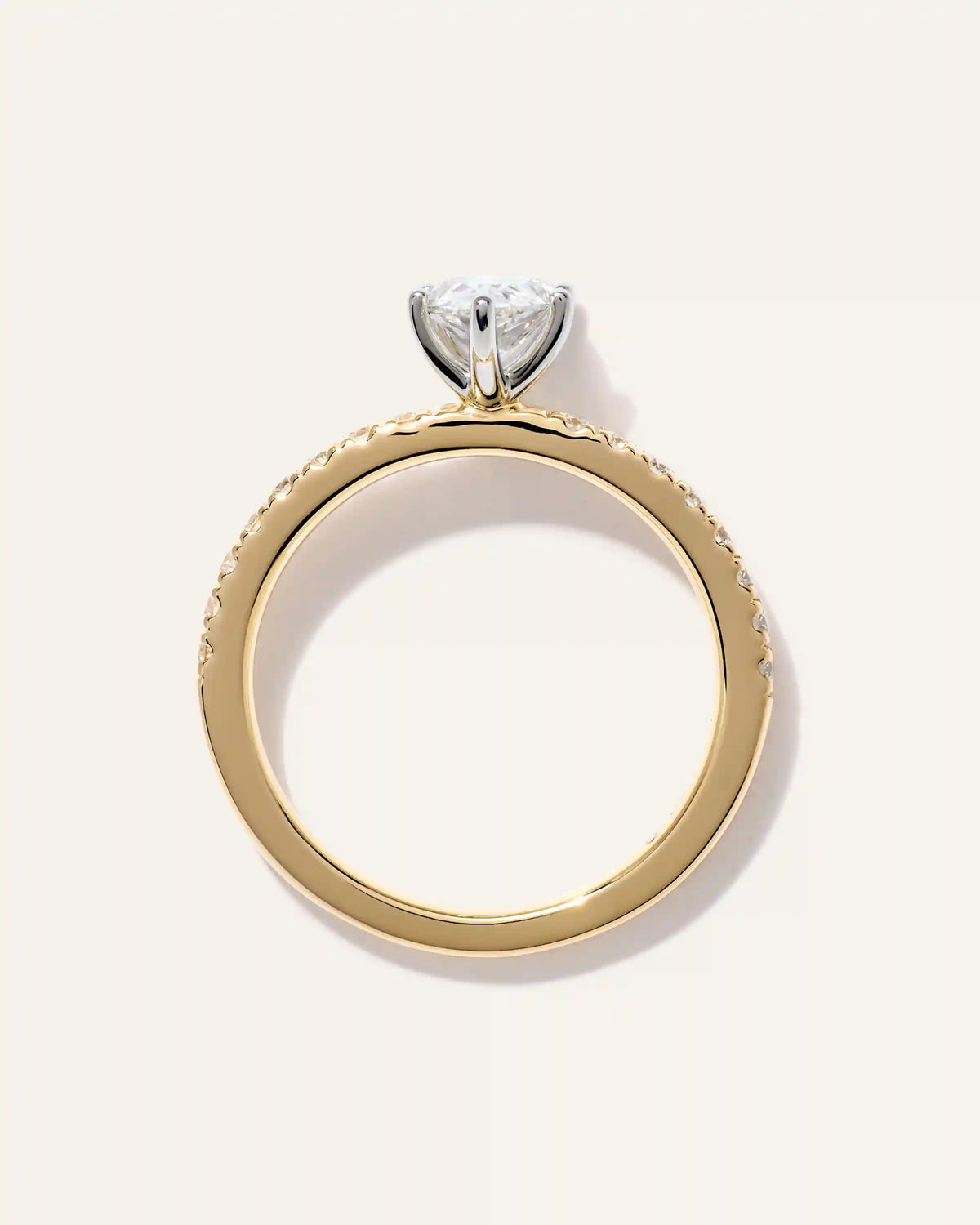Lab Grown Diamond Pear Petite Pave Engagement Ring - 1ct
