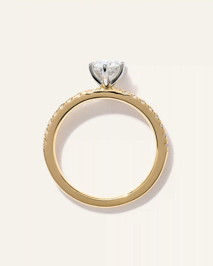 Lab Grown Diamond Pear Petite Pave Engagement Ring - 1ct