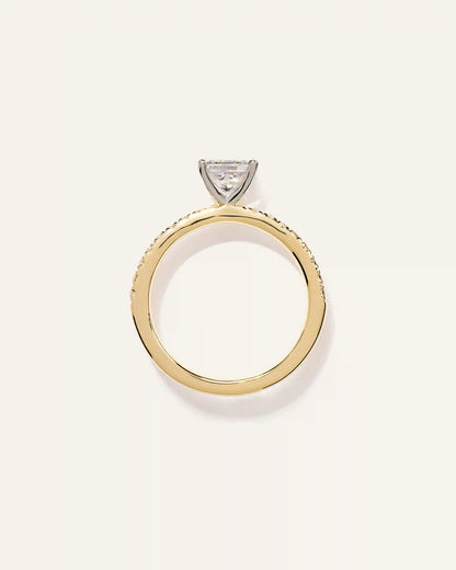 Lab Grown Diamond Princess Petite Pave Engagement Ring - 1ct