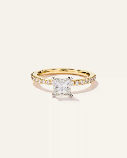 Lab Grown Diamond Princess Petite Pave Engagement Ring - 1ct