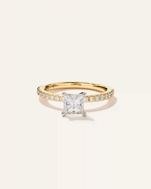 Lab Grown Diamond Princess Petite Pave Engagement Ring - 1ct