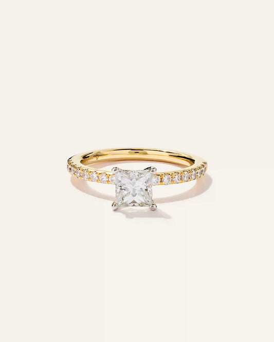 Lab Grown Diamond Princess Petite Pave Engagement Ring - 1ct