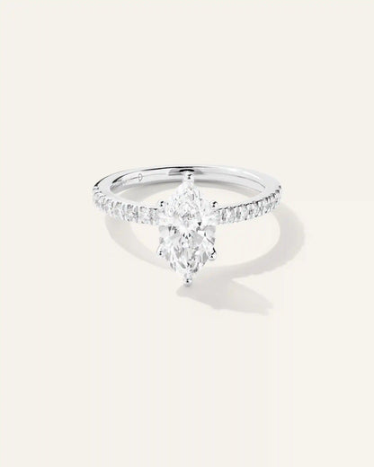 Lab Grown Diamond Marquise Petite Pave Engagement Ring - 1.5ct