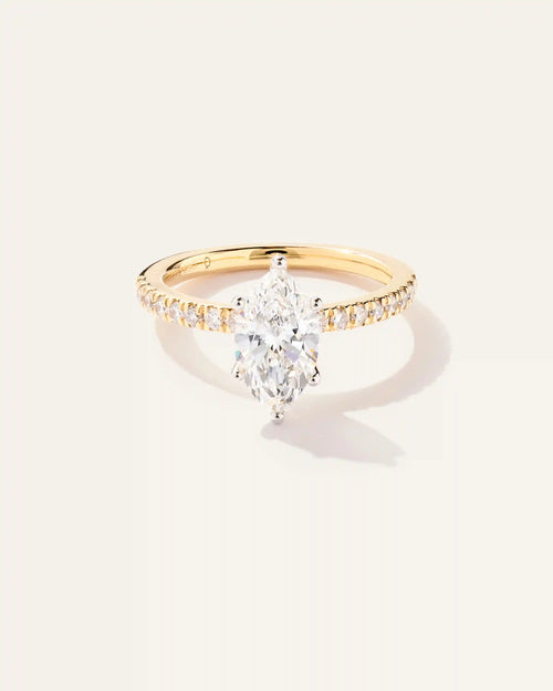 Lab Grown Diamond Marquise Petite Pave Engagement Ring - 1.5ct