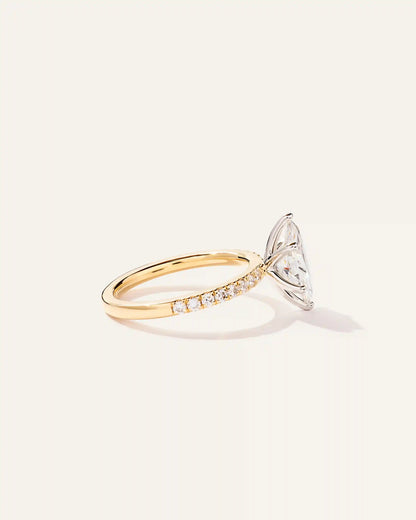 Lab Grown Diamond Marquise Petite Pave Engagement Ring - 1.5ct