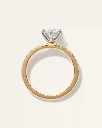 Lab Grown Diamond Pear Petite Pave Engagement Ring - 1.5ct