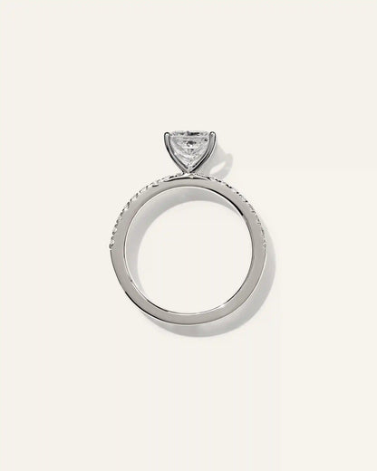 Lab Grown Diamond Princess Petite Pave Engagement Ring - 1.5ct