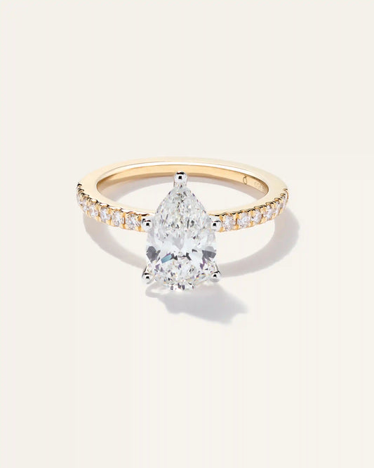 Lab Grown Diamond Pear Petite Pave Engagement Ring - 2ct