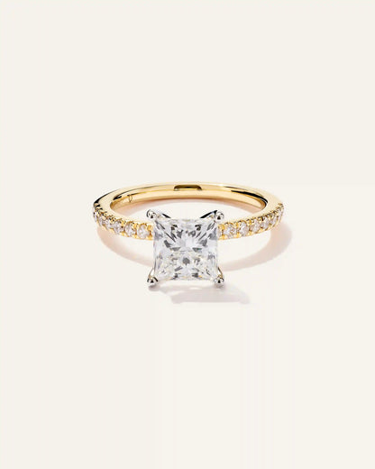 Lab Grown Diamond Princess Petite Pave Engagement Ring - 2ct