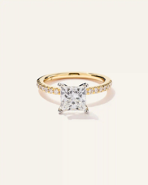 Lab Grown Diamond Princess Petite Pave Engagement Ring - 2ct