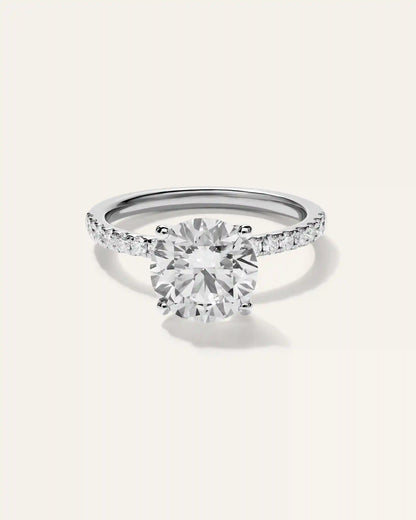 Lab Grown Diamond Round Petite Pave Engagement Ring - 2.5ct