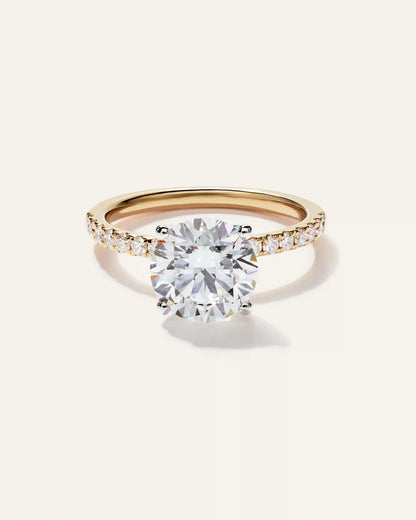 Lab Grown Diamond Round Petite Pave Engagement Ring - 2.5ct