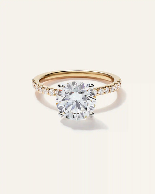 Lab Grown Diamond Round Petite Pave Engagement Ring - 2.5ct