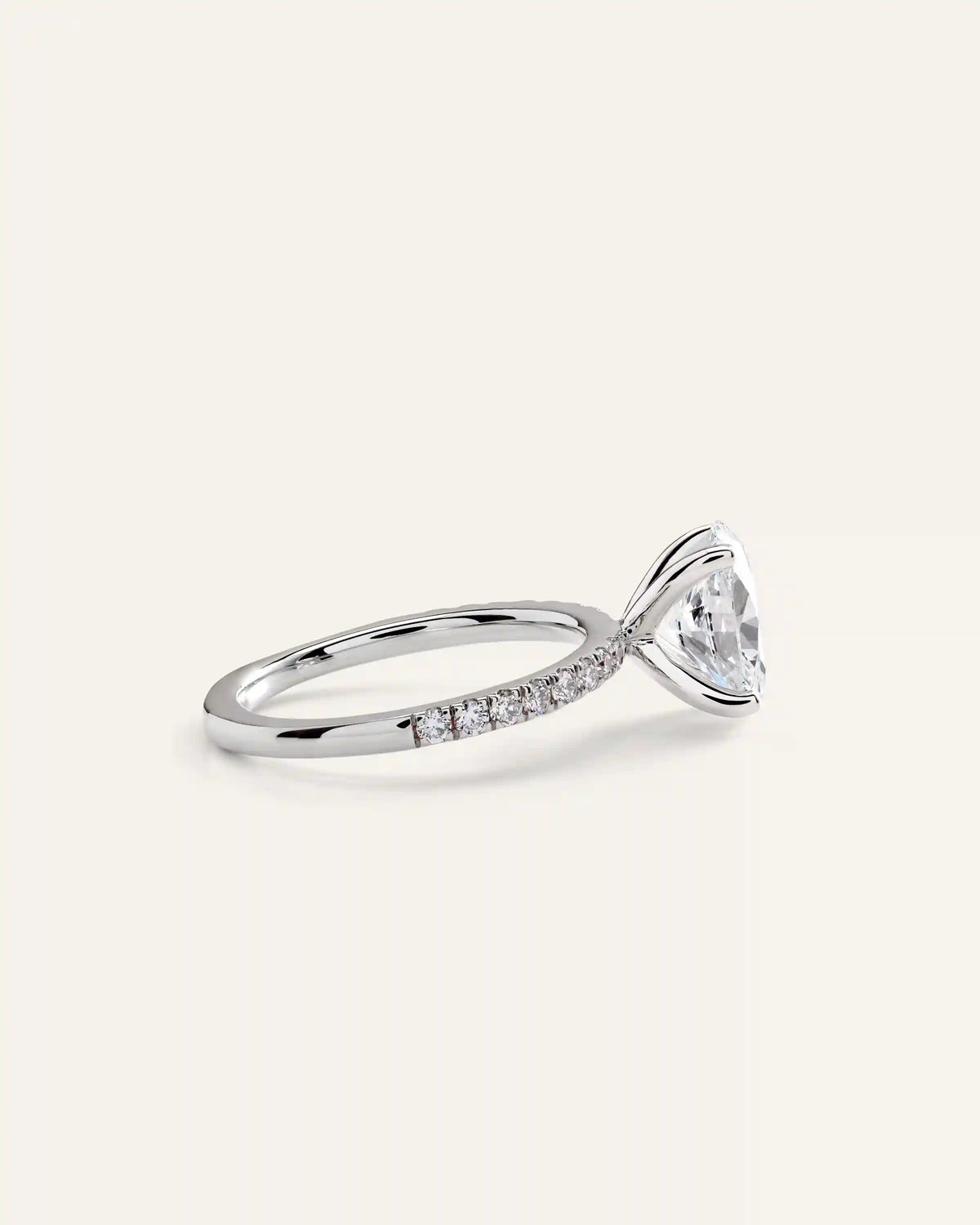 Lab Grown Diamond Oval Petite Pave Engagement Ring - 2.5ct