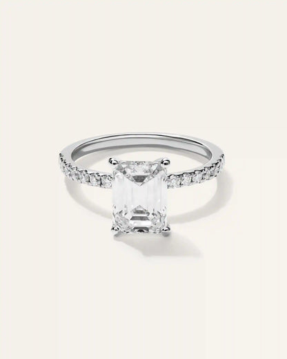 Lab Grown Diamond Emerald Petite Pave Engagement Ring - 2.5ct