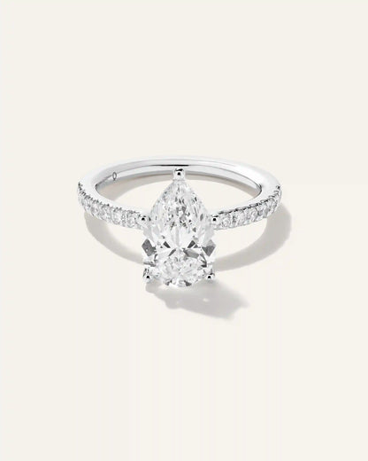 Lab Grown Diamond Pear Petite Pave Engagement Ring - 2.5ct
