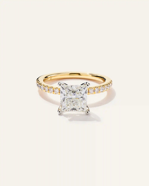 Lab Grown Diamond Princess Petite Pave Engagement Ring - 2.5ct