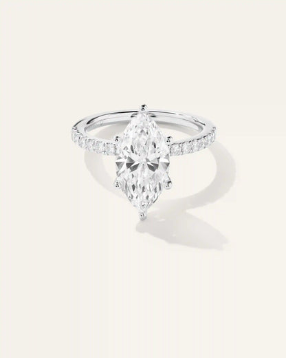 Lab Grown Diamond Marquise Petite Pave Engagement Ring - 3ct