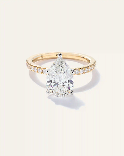 Lab Grown Diamond Pear Petite Pave Engagement Ring - 3ct