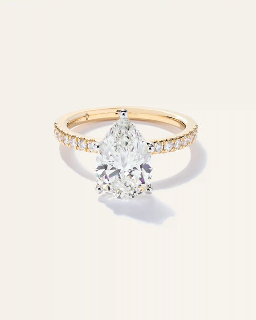 Lab Grown Diamond Pear Petite Pave Engagement Ring - 3ct