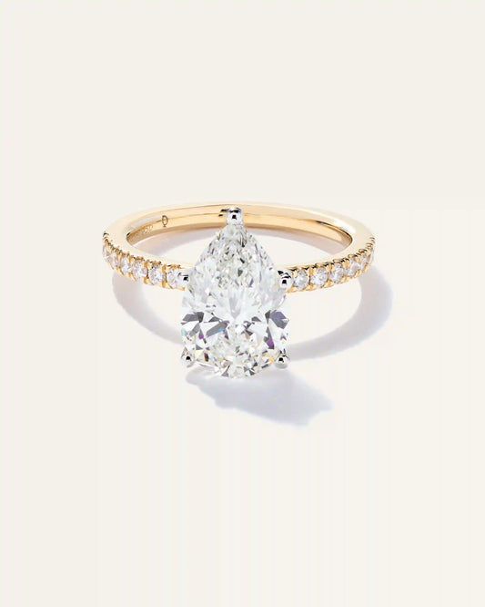 Lab Grown Diamond Pear Petite Pave Engagement Ring - 3ct