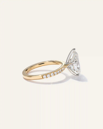 Lab Grown Diamond Pear Petite Pave Engagement Ring - 3ct