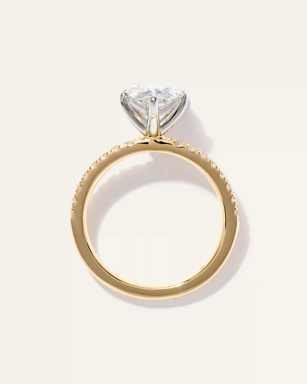 Lab Grown Diamond Pear Petite Pave Engagement Ring - 3ct