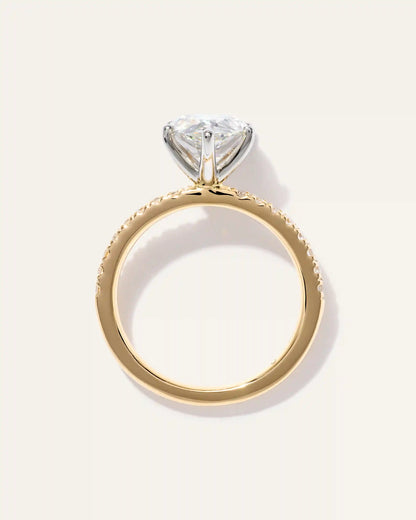Lab Grown Diamond Pear Petite Pave Engagement Ring - 3ct