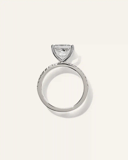 Lab Grown Diamond Princess Petite Pave Engagement Ring - 3ct