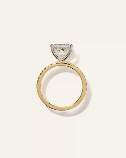 Lab Grown Diamond Princess Petite Pave Engagement Ring - 3ct