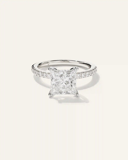 Lab Grown Diamond Princess Petite Pave Engagement Ring - 3ct