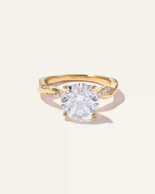 Lab Grown Diamond Round Twisted Engagement Ring - 3ct