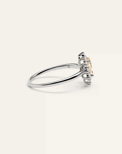 14K Gold Lab Grown Diamond and Morganite Halo Ring