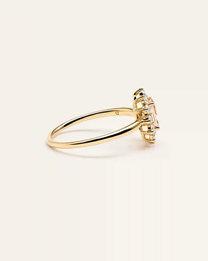 14K Gold Lab Grown Diamond and Morganite Halo Ring
