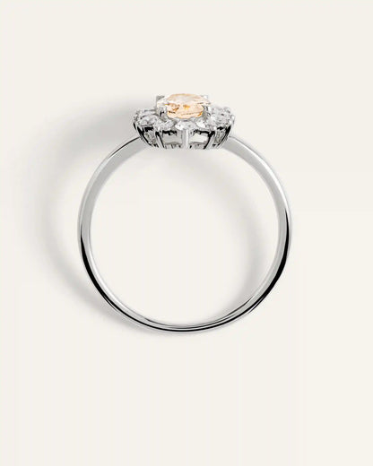 14K Gold Lab Grown Diamond and Morganite Halo Ring