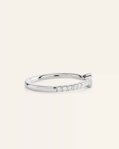 14K Gold Lab Grown Diamond Round Bezel Pave Ring