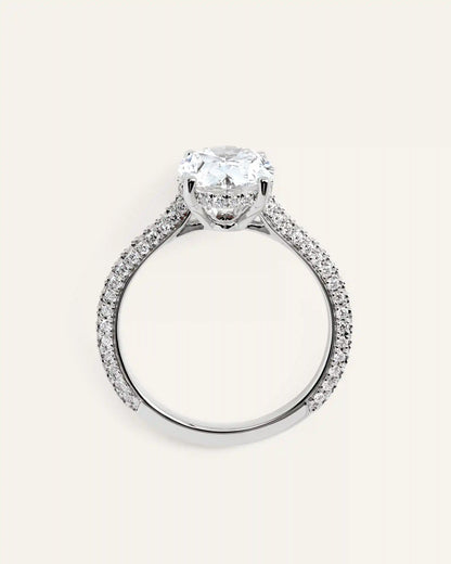 Lab Grown Diamond Oval Pave Cathedral Engagement Ring - 3ct