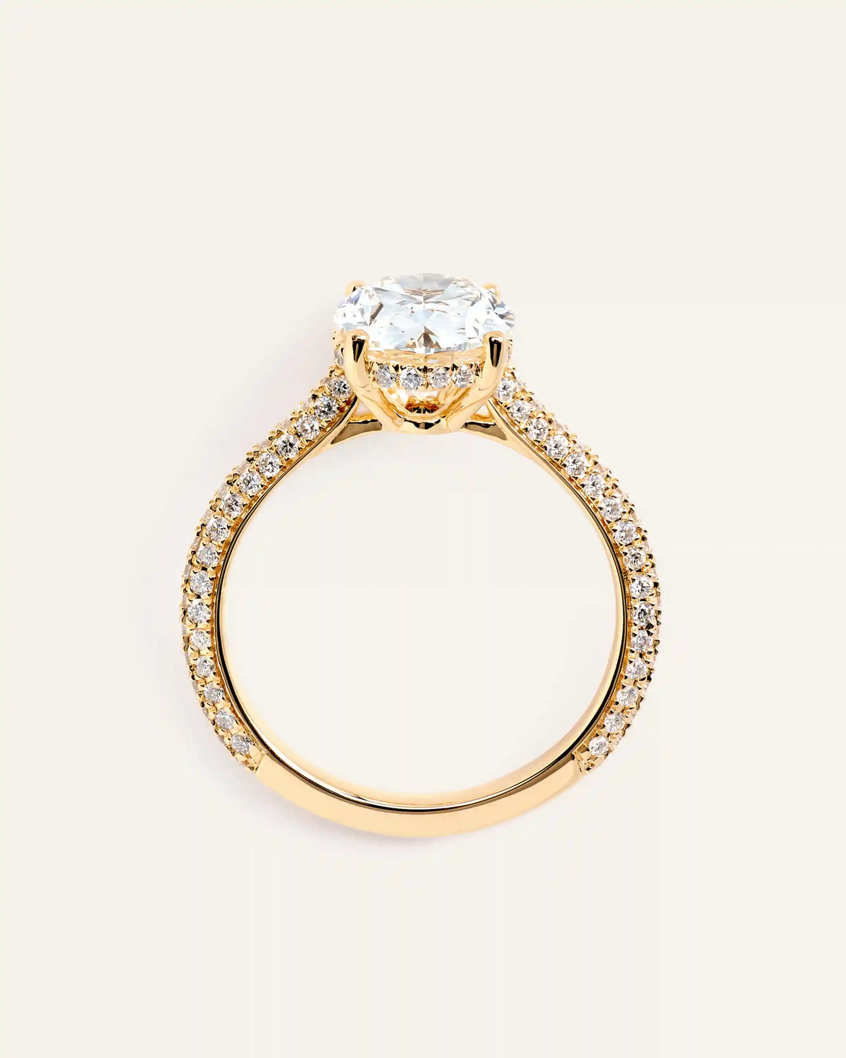 Lab Grown Diamond Oval Pave Cathedral Engagement Ring - 3ct