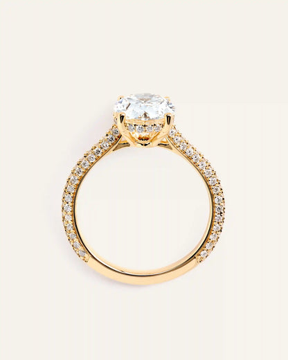 Lab Grown Diamond Oval Pave Cathedral Engagement Ring - 3ct