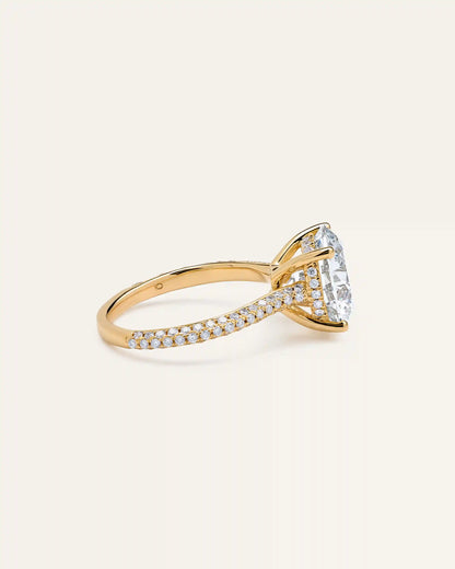 Lab Grown Diamond Round Pave Cathedral Engagement Ring - 5ct