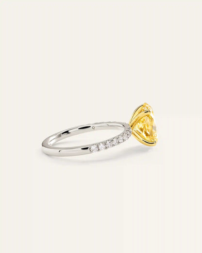 14K Gold Yellow Lab Grown Diamond Oval Pave Engagement Ring - 2ct