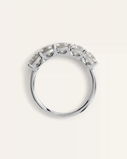 14K Gold Natural Diamond Five Stone Band - 2ctw