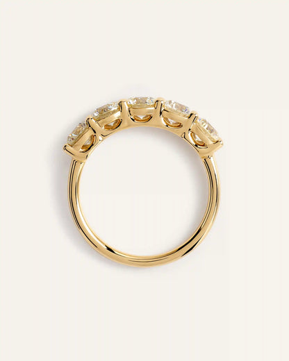 14K Gold Natural Diamond Five Stone Band - 2ctw