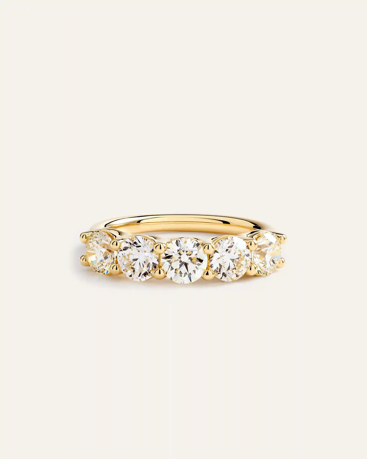 14K Gold Natural Diamond Five Stone Band - 2ctw