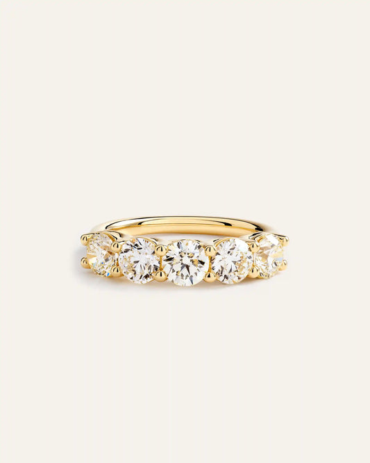 14K Gold Natural Diamond Five Stone Band - 2ctw