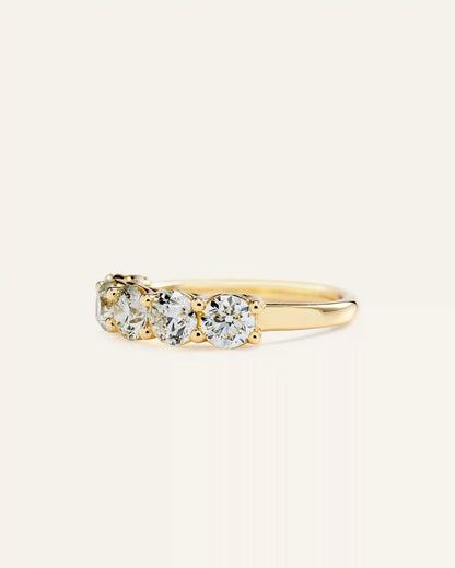 14K Gold Natural Diamond Five Stone Band - 2ctw