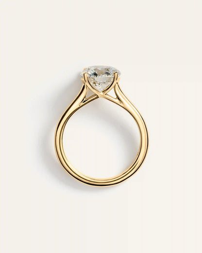 Lab Grown Diamond Round Trellis Cathedral Engagement Ring - 3ct