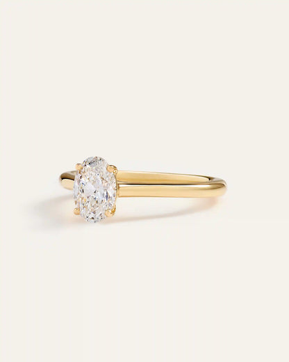 Lab Grown Diamond Oval Trellis Cathedral Engagement Ring - 1ct