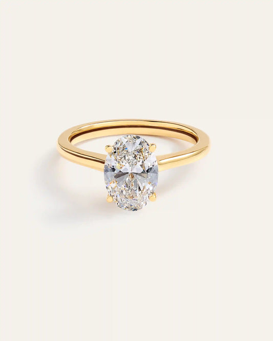 Lab Grown Diamond Oval Trellis Cathedral Engagement Ring - 2ct